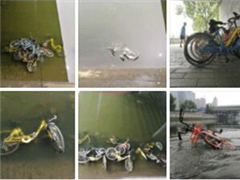 北京护城河水位下降：众多共享单车躺尸河床