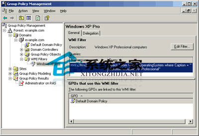 图B：WMI过滤器指示windows xp Pro