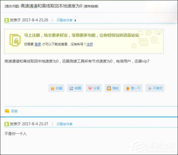 高速通道和离线下载速度为0？迅雷官方：正在修复