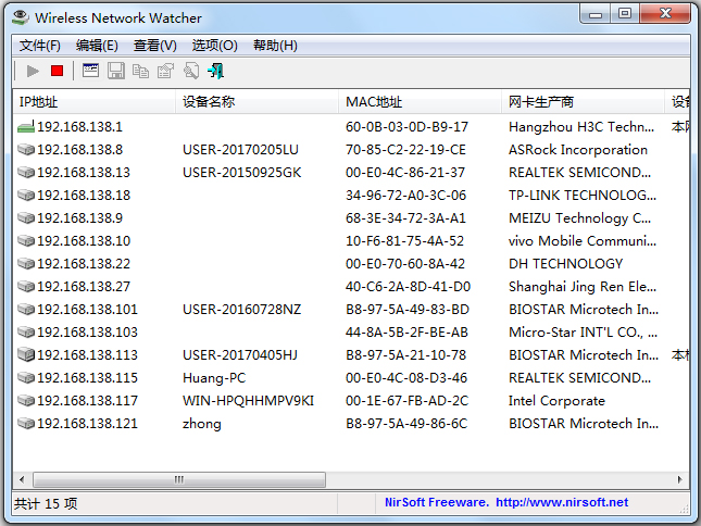 Wireless Network Watcher(无线网络查看软件) V2.12 汉化绿色免费版