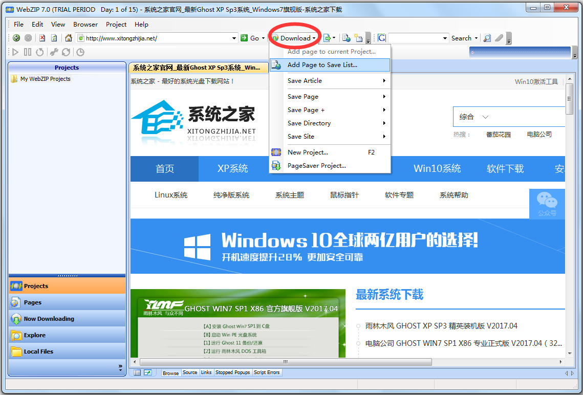 WebZip(离线阅览网站) V7.0.3.1030 汉化绿色版