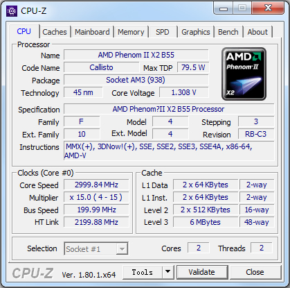 Cpu-Z(CPU检测软件) V1.80.1 英文绿色版