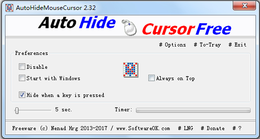 AutoHideMouseCursor(鼠标光标定时隐藏) V2.32 绿色版