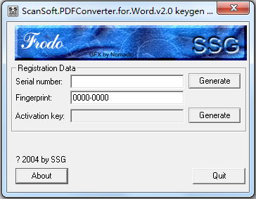 ScanSoft PDF Converter(PDF转换器)注册机 V2.0 绿色版