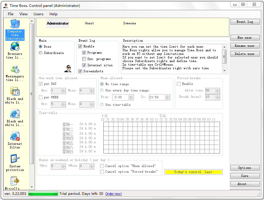 Time Boss(时间管理软件) V3.22.001 英文版