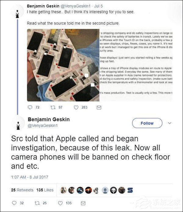 后置指纹识别？传苹果官方正秘密调查iPhone 8原型机爆料图