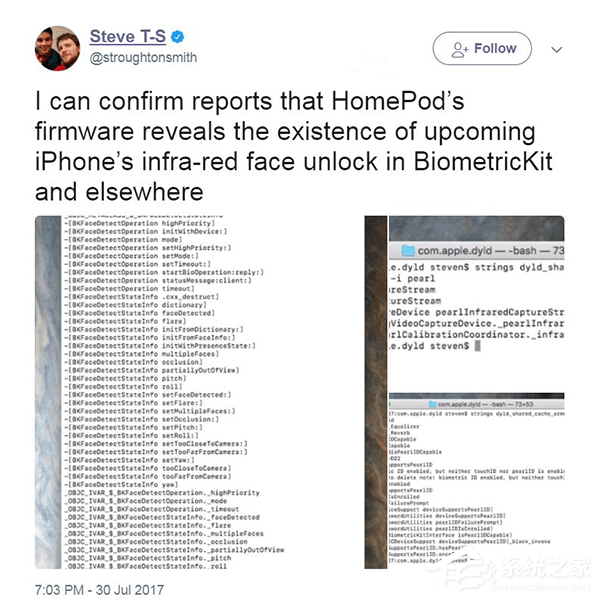 苹果HomePod固件代码藏秘密：坐实iPhone将支持人脸识别解锁