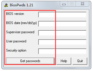 Biospwds(获取Bios密码软件) V1.21 绿色版
