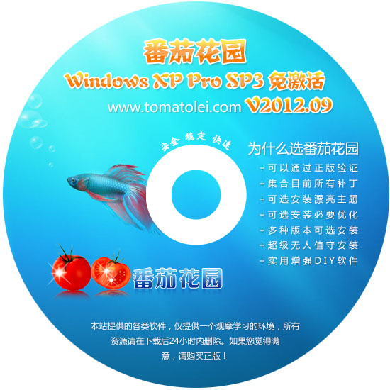 番茄花园 GHOST XP SP3 极速装机版 2012.09