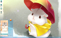撑雨伞的小仓鼠Win7主题