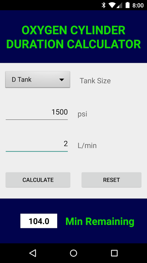 Oxygen Duration Calculator v1.3