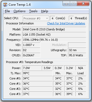 Core Temp(CPU数字温度传感器) V1.12.1 绿色版