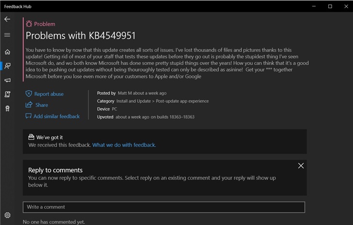 微软win10又发现用户配置文件丢失bug