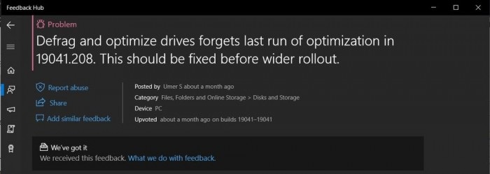 微软Win10 20H1正式版再次出现磁盘优化