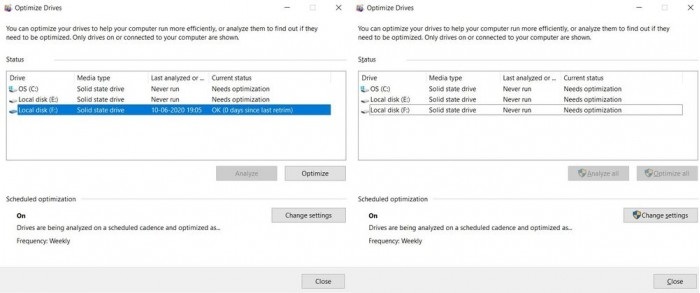 微软Win10 20H1正式版再次出现磁盘优化