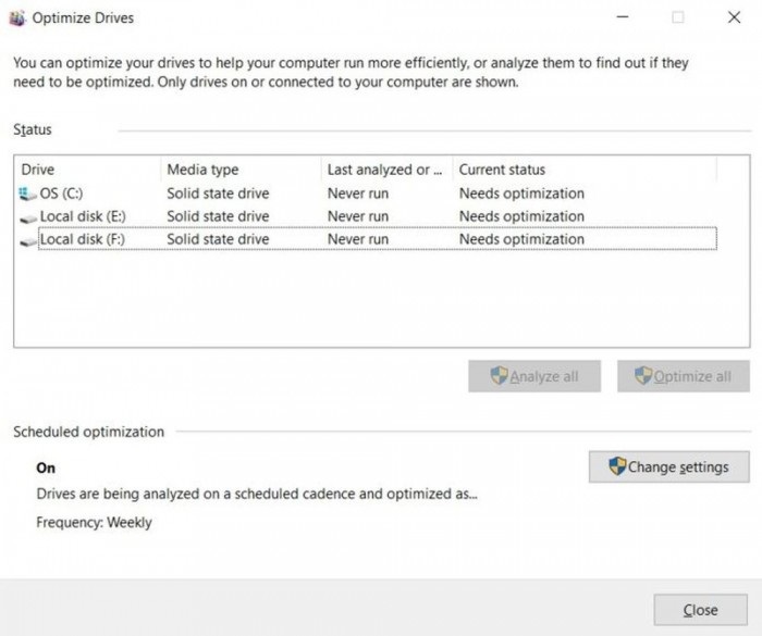 微软Win10 20H1正式版再次出现磁盘优化