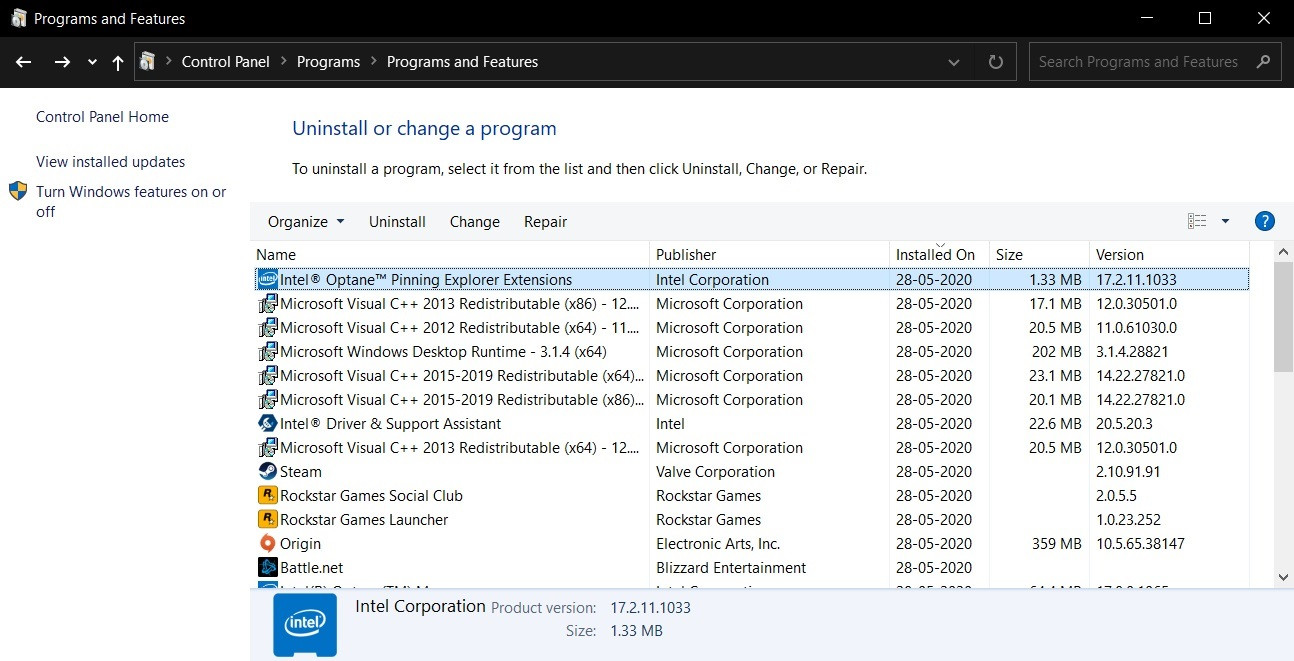 Win10版本2004与Intel Optane不兼容