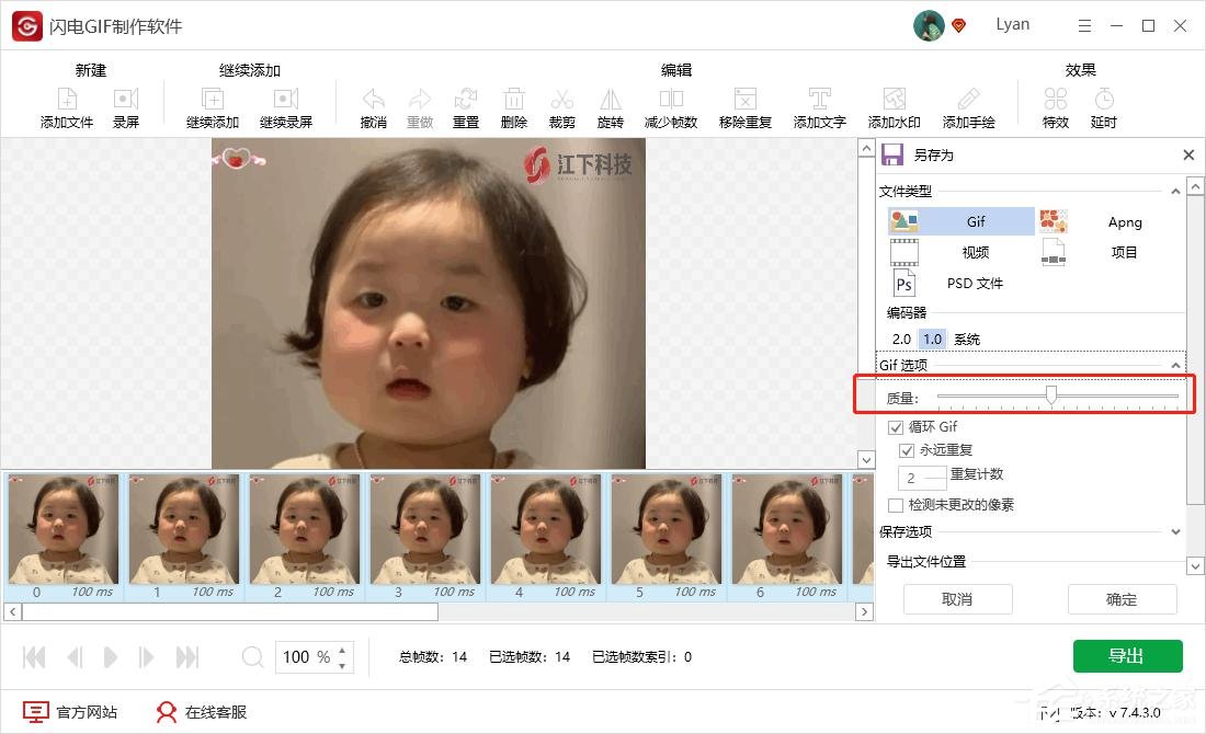 闪电GIF制作软件如何导出高质量GIF?